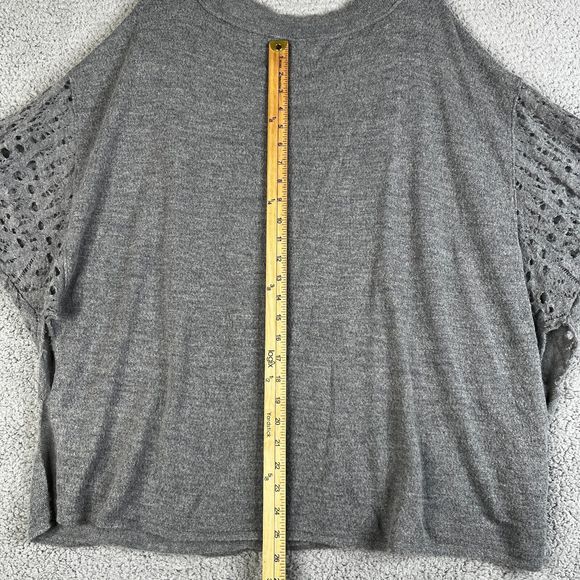 Free People Sweater Womens M Gray Cut Out Wool Alpaca Acrylic Blend Scoop Neck - Picture 4 of 5